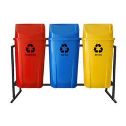 Conjunto 3 Lixeiras de Coleta Seletiva 60 Litros EV-CJ0360