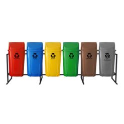 Conjunto 6 Lixeiras de Coleta Seletiva 60 Litros EV-CJ0660